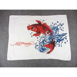 Ed Hardy Pillowcase White Orange‎ Koi Fish Graphic Pop Art Home Decor Y2K 20x26
